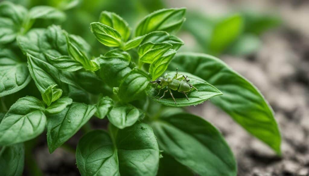 Aphids on Basil Leaves