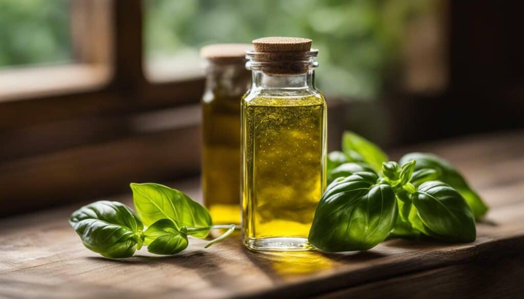 Basil-infused oil and condiments