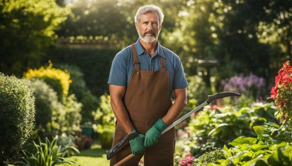 Gardener holding tools