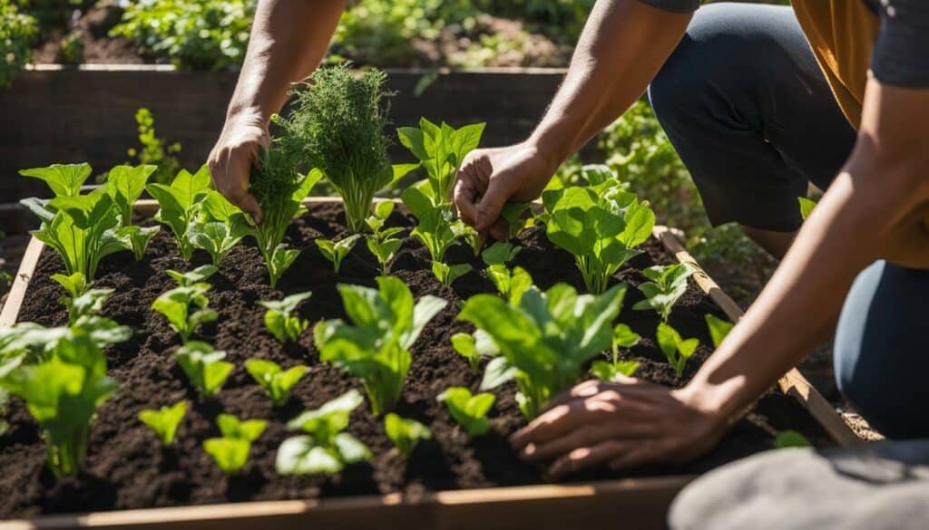 Planting vegetables in the garden