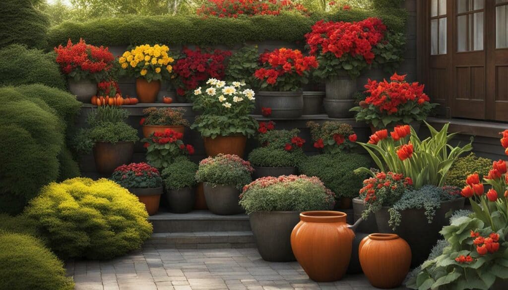 Seasonal displays with pots and containers