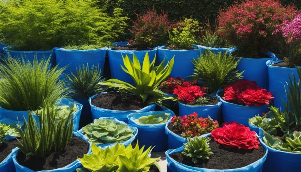 Strips of fabric dipped in a water bucket will keep plants watered for a long time