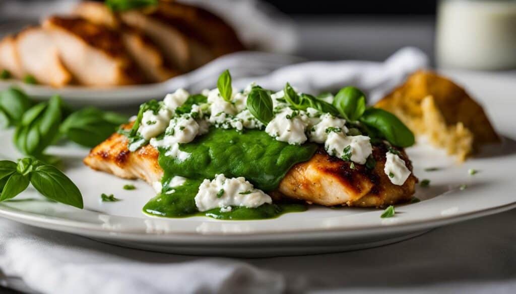 chicken with goat cheese and basil sauce