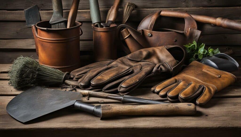 gardening tools and gloves